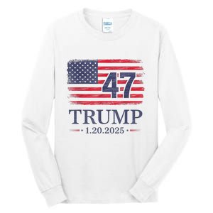 Donald Trump Inauguration Day 2025 47th President 47 Us Flag Tall Long Sleeve T-Shirt