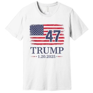 Donald Trump Inauguration Day 2025 47th President 47 Us Flag Premium T-Shirt