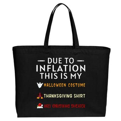 Due To Inflation This Is My Halloween Thanksgiving Xmas Cotton Canvas Jumbo Tote