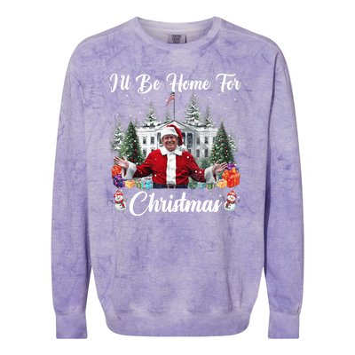 Donald Trump Ill Be Home For Christmas Santa White House Colorblast Crewneck Sweatshirt