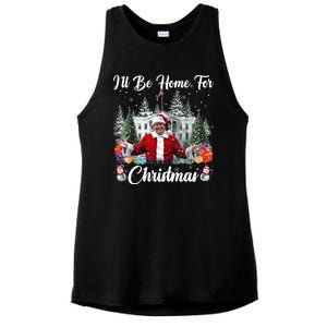 Donald Trump Ill Be Home For Christmas Santa White House Ladies PosiCharge Tri-Blend Wicking Tank