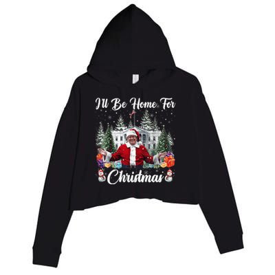 Donald Trump Ill Be Home For Christmas Santa White House Crop Fleece Hoodie