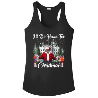 Donald Trump Ill Be Home For Christmas Santa White House Ladies PosiCharge Competitor Racerback Tank