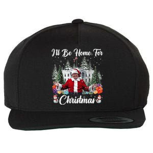 Donald Trump Ill Be Home For Christmas Santa White House Wool Snapback Cap