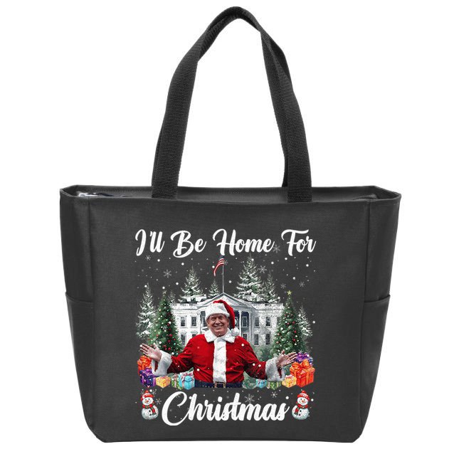 Donald Trump Ill Be Home For Christmas Santa White House Zip Tote Bag