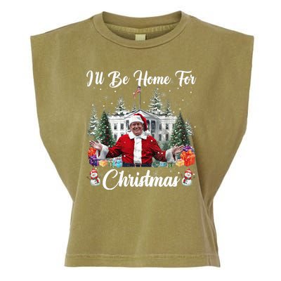 Donald Trump Ill Be Home For Christmas Santa White House Garment-Dyed Women's Muscle Tee