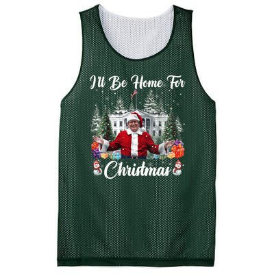 Donald Trump Ill Be Home For Christmas Santa White House Mesh Reversible Basketball Jersey Tank