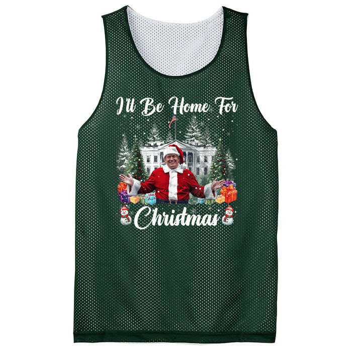 Donald Trump Ill Be Home For Christmas Santa White House Mesh Reversible Basketball Jersey Tank