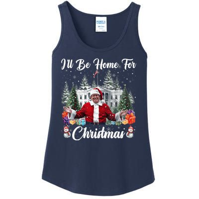 Donald Trump Ill Be Home For Christmas Santa White House Ladies Essential Tank