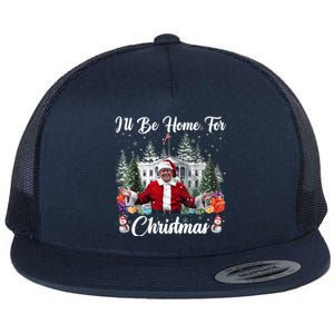 Donald Trump Ill Be Home For Christmas Santa White House Flat Bill Trucker Hat