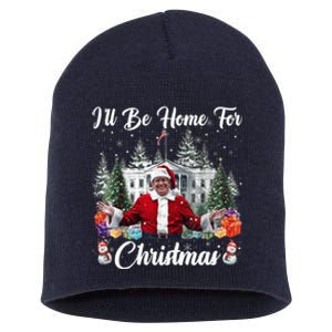 Donald Trump Ill Be Home For Christmas Santa White House Short Acrylic Beanie