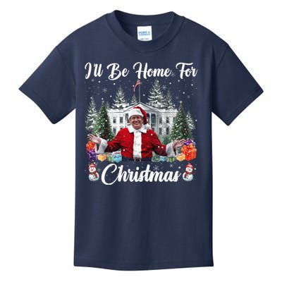 Donald Trump Ill Be Home For Christmas Santa White House Kids T-Shirt