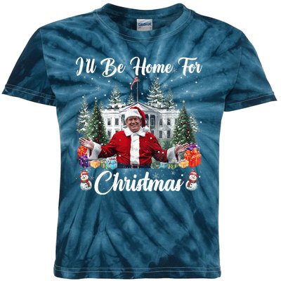 Donald Trump Ill Be Home For Christmas Santa White House Kids Tie-Dye T-Shirt