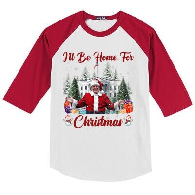 Donald Trump Ill Be Home For Christmas Santa White House Kids Colorblock Raglan Jersey