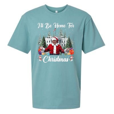 Donald Trump Ill Be Home For Christmas Santa White House Sueded Cloud Jersey T-Shirt