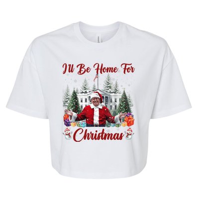 Donald Trump Ill Be Home For Christmas Santa White House Bella+Canvas Jersey Crop Tee