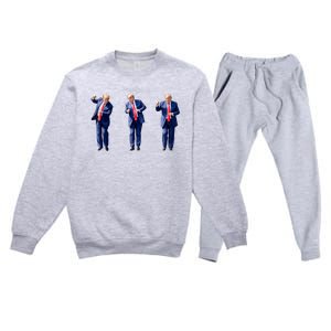 Donald Trump Is Your President Qr Trump Dance (2side) Premium Crewneck Sweatsuit Set