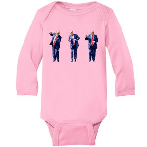 Donald Trump Is Your President Qr Trump Dance (2side) Baby Long Sleeve Bodysuit