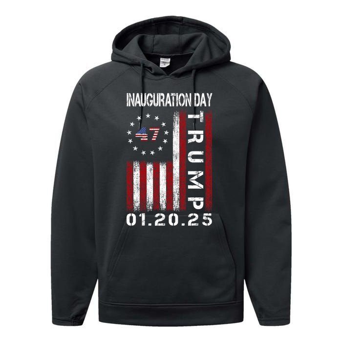 Donald Trump Inauguration Day 2025 47th President Usa Flag Performance Fleece Hoodie