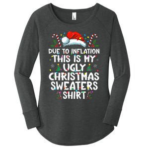 Due To Inflation Funny Christmas Sweater Xmas  Women's Perfect Tri Tunic Long Sleeve Shirt