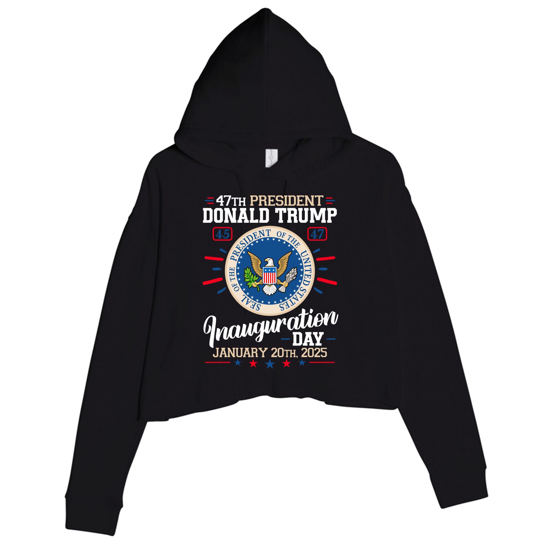 Donald Trump Inauguration Day 2025 Crop Fleece Hoodie