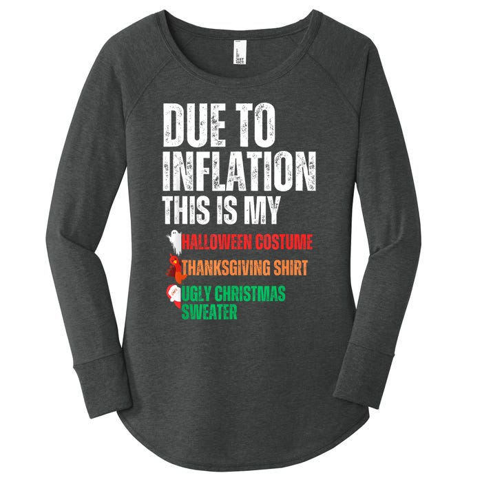 Due To Inflation This Is My Halloween Thanksgiving Christmas Women's Perfect Tri Tunic Long Sleeve Shirt