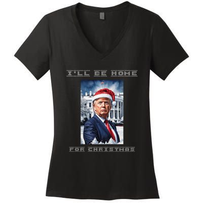 Donald Trump Ill Be Home For Christmas Inauguration Women's V-Neck T-Shirt