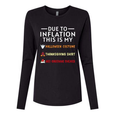 Due To Inflation This Is My Funny Halloween Costume Womens Cotton Relaxed Long Sleeve T-Shirt