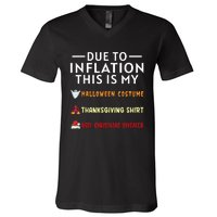 Due To Inflation This Is My Funny Halloween Costume V-Neck T-Shirt