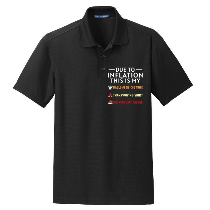 Due To Inflation This Is My Funny Halloween Costume Dry Zone Grid Polo