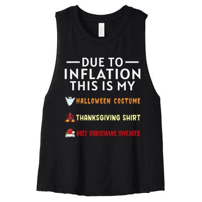 Due To Inflation This Is My Funny Halloween Costume Women's Racerback Cropped Tank