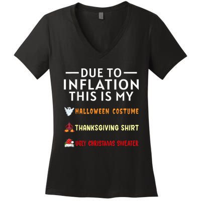 Due To Inflation This Is My Funny Halloween Costume Women's V-Neck T-Shirt