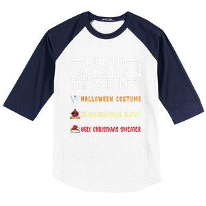 Due To Inflation This Is My Funny Halloween Costume Baseball Sleeve Shirt