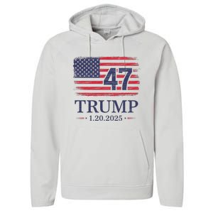 Donald Trump Inauguration Day 2025 47th President Usa Flag Performance Fleece Hoodie