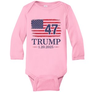 Donald Trump Inauguration Day 2025 47th President Usa Flag Baby Long Sleeve Bodysuit