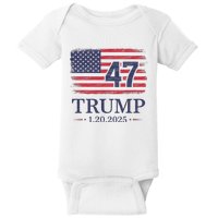 Donald Trump Inauguration Day 2025 47th President Usa Flag Baby Bodysuit