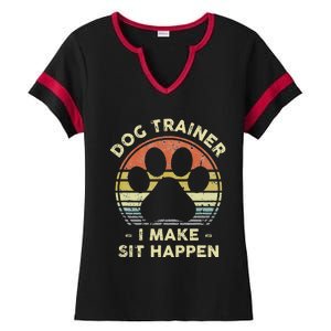 Dog Trainer I Make Sit Happen Funny Pun Gift For A Dog Lover Ladies Halftime Notch Neck Tee