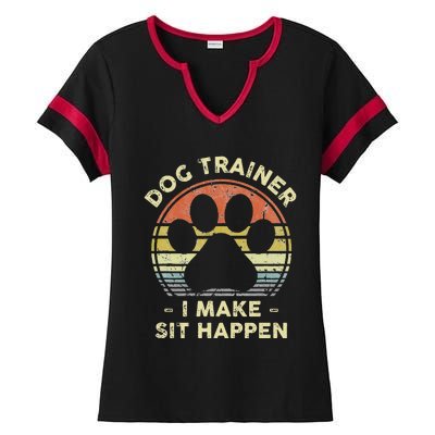 Dog Trainer I Make Sit Happen Funny Pun Gift For A Dog Lover Ladies Halftime Notch Neck Tee