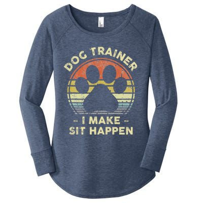 Dog Trainer I Make Sit Happen Funny Pun Gift For A Dog Lover Women's Perfect Tri Tunic Long Sleeve Shirt