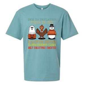 Due To Inflation This Is My Halloween Thanksgiving Christmas Sueded Cloud Jersey T-Shirt