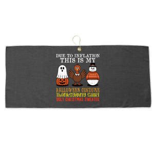 Due To Inflation This Is My Halloween Thanksgiving Christmas Large Microfiber Waffle Golf Towel