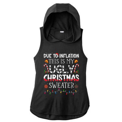 Due To Inflation Ugly Christmas Sweaters Funny Ladies PosiCharge Tri-Blend Wicking Draft Hoodie Tank