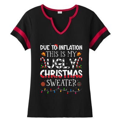 Due To Inflation Ugly Christmas Sweaters Funny Ladies Halftime Notch Neck Tee