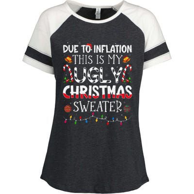 Due To Inflation Ugly Christmas Sweaters Funny Enza Ladies Jersey Colorblock Tee