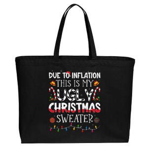 Due To Inflation Ugly Christmas Sweaters Funny Cotton Canvas Jumbo Tote