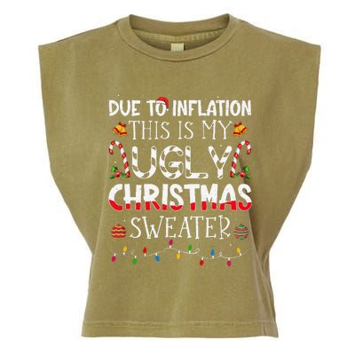 Due To Inflation Ugly Christmas Sweaters Funny Garment-Dyed Women's Muscle Tee