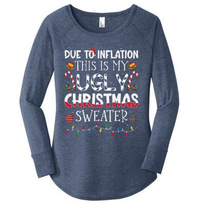 Due To Inflation Ugly Christmas Sweaters Funny Women's Perfect Tri Tunic Long Sleeve Shirt