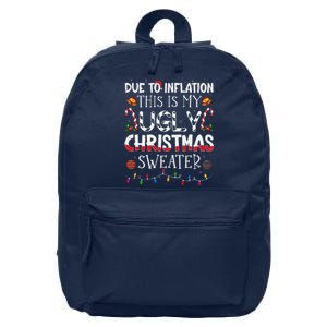 Due To Inflation Ugly Christmas Sweaters Funny 16 in Basic Backpack