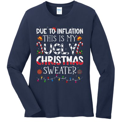 Due To Inflation Ugly Christmas Sweaters Funny Ladies Long Sleeve Shirt