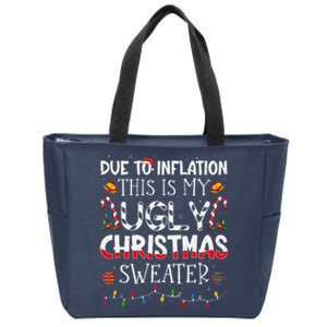 Due To Inflation Ugly Christmas Sweaters Funny Zip Tote Bag